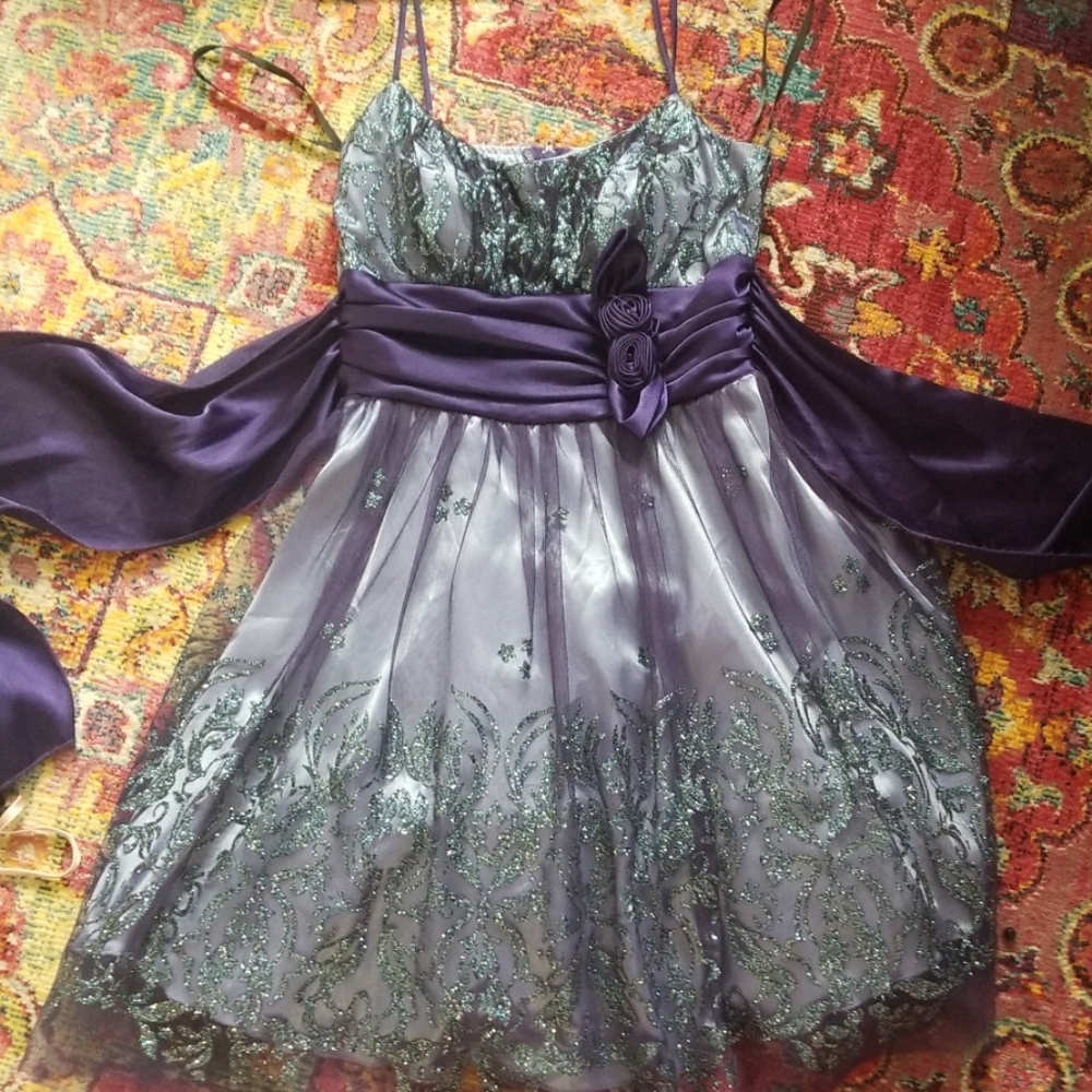 B smart purple prom party dress size 5/6